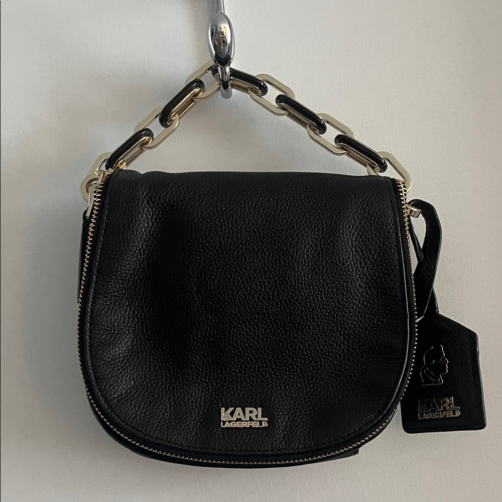 Karl Lagerfeld Black Crossbody Bag with Chain Detail